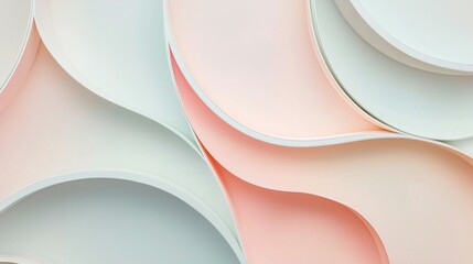 Poster - Elegant abstract design featuring overlapping curved layers in soothing pastel colors. The flowing shapes create a sense of harmony and tranquility, perfect for modern artistic concepts