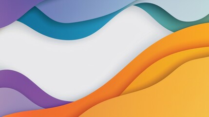 Fototapete - Dynamic abstract illustration featuring flowing waves in vibrant colors, including purple, blue, and orange. The composition creates a sense of movement and energy, ideal for modern design