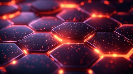 Aufkleber - Abstract glowing red hexagonal pattern.