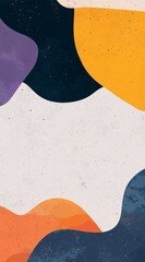 Poster - Dynamic abstract design featuring flowing geometric shapes in vibrant orange, yellow, purple, and blue hues. Modern artistic background ideal for creative projects and digital art