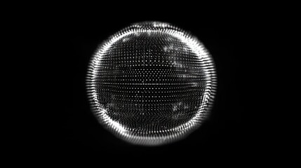 Poster - Abstract glowing sphere of particles on black background.