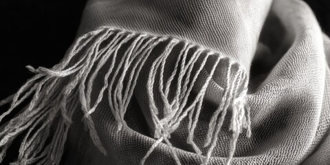 Aufkleber - A close-up shot of a scarf in black and white tones