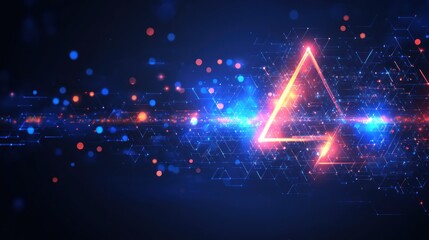 Aufkleber - Abstract glowing triangle, digital network, futuristic technology concept.