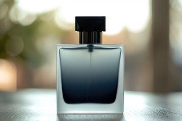 Poster - Close-up shot of a perfume bottle on a table, perfect for beauty and lifestyle uses