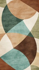 Poster - Intricate abstract design featuring geometric shapes in earthy tones of green, brown, and beige. The composition creates a harmonious blend of colors and forms, perfect for modern decor