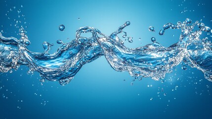 Poster - Graceful movements of clear blue water create stunning patterns as they undulate and splash. The vibrant contrast and fluidity capture the essence of nature's beauty in motion