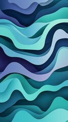 Poster - Dynamic abstract design featuring layered waves in shades of blue and teal. The flowing curves create a sense of movement and depth, evoking a calming and tranquil atmosphere