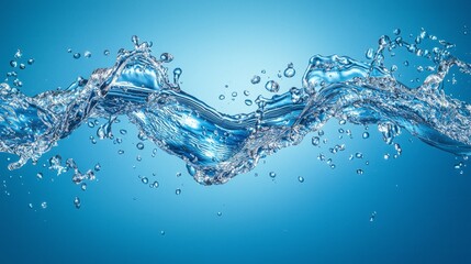Aufkleber - Crystal clear water glides elegantly, creating playful waves and sparkling droplets. The vibrant blue hues evoke a sense of serenity and fluidity, perfect for nature lovers and relaxation seekers
