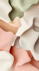Poster - Intertwining smooth pastel-colored shapes create an elegant abstract background design, perfect for enhancing various creative projects with a modern and artistic touch