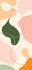 Poster - Abstract design featuring organic shapes in soft pastel colors. Flowing lines create a sense of movement and harmony, perfect for modern art and creative backgrounds