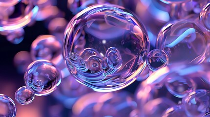 Poster - Abstract background of glowing purple and pink spheres.