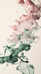 Poster - Dynamic swirls of pastel pink and green ink create a mesmerizing abstract art piece. The fluid movement and soft colors evoke a sense of tranquility and creativity
