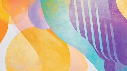 Poster - Dynamic abstract art featuring bold geometric shapes in vivid hues of orange, purple, and teal. The composition creates a sense of movement and energy, perfect for modern design