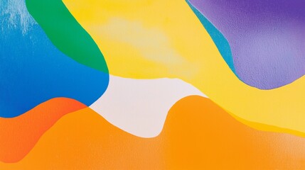 Poster - Dynamic abstract artwork showcasing a vibrant mix of bold colors and flowing shapes. The harmonious blend of orange, yellow, green, blue, and purple creates a lively visual experience