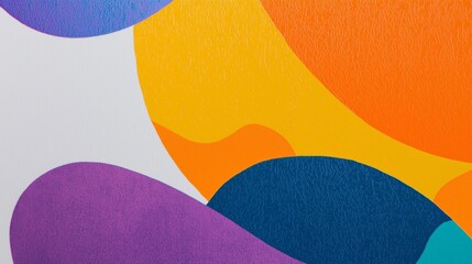 Poster - Dynamic abstract art showcasing bold, colorful shapes in orange, yellow, purple, and blue. The textured surface adds depth and interest, creating a lively and modern aesthetic