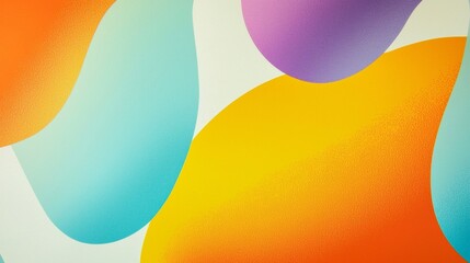 Poster - Dynamic abstract composition featuring a blend of vibrant colors and organic shapes. The flowing forms in blue, orange, yellow, and purple create a lively and energetic visual experience