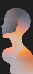 Poster - Artistic depiction of a human silhouette with gradient hues blending seamlessly. The abstract design showcases fluid lines and soft transitions, creating a modern and ethereal aesthetic