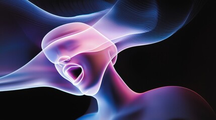 Poster - Dynamic abstract art depicting a human face in vivid colors, showcasing fluid motion and intense emotion. The blend of light and shadow creates a captivating visual experience