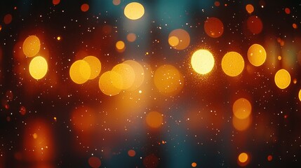 Poster - Immerse in the enchanting glow of warm golden bokeh lights against a rich dark backdrop, creating a captivating and dreamy ambient atmosphere for any elegant occasion