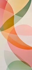 Poster - Vibrant abstract design featuring overlapping geometric shapes in shades of pink, orange, and green. The composition creates a dynamic flow of colors and forms, ideal for modern backgrounds