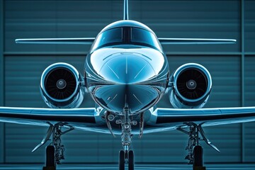 Poster - A large commercial airliner parked on the airport tarmac, ready for takeoff or landing