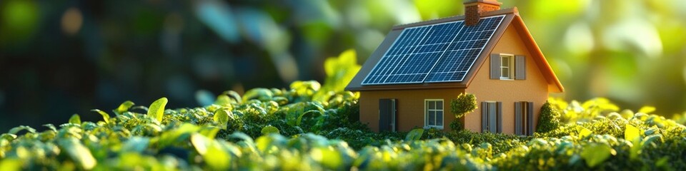 Poster - Small home with renewable energy source, suitable for illustrations or concept art