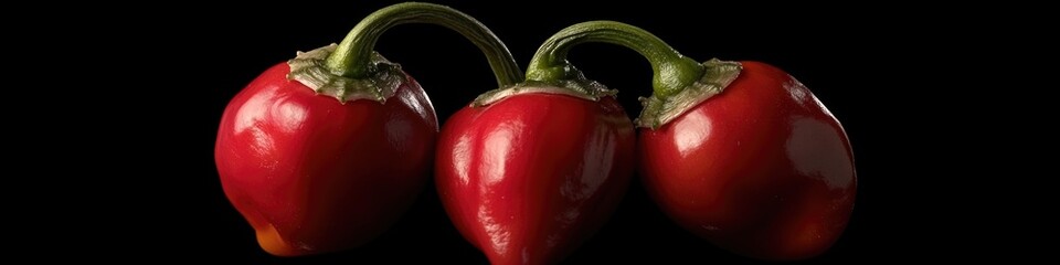 Aufkleber - Three vibrant red peppers sitting together on a dark surface