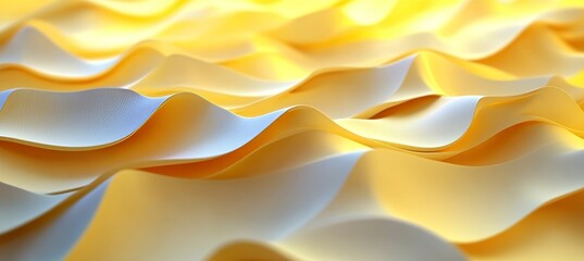 Poster - Abstract Lemon and Sunlight 3D Wavy Pattern A Minimal Design Background with Delicate Curves.