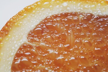 Poster - A close-up shot of an orange slice with water droplets on its surface