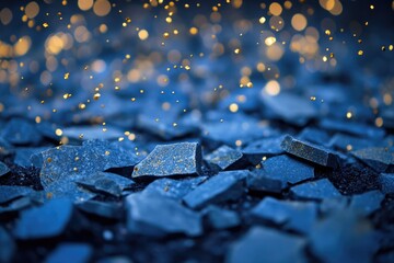 Aufkleber - A natural rock formation of blue color sitting on top of a green grassy field, suitable for use in landscape or outdoor themed designs