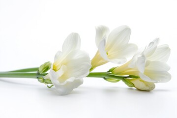 Poster - Close-up view of white flowers on a white background, ideal for decorative or branding purposes