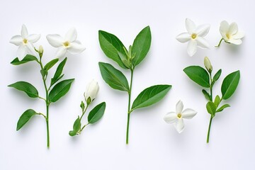Poster - A group of white flowers on a clean and simple white background