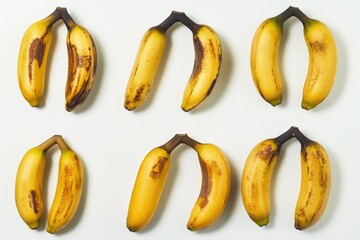 Poster - A collection of yellow bananas arranged on a clean, white surface