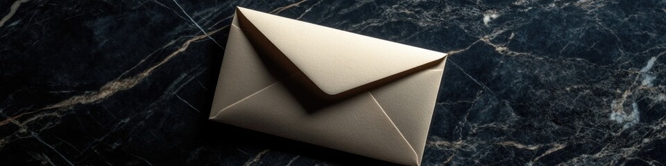 Aufkleber - A solitary envelope resting on a polished marble surface, ideal for illustrations and designs