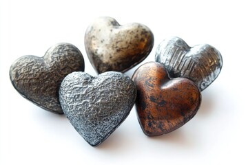 Aufkleber - A collection of metal hearts in a close-up view