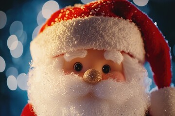 Poster - A detailed view of a Santa Claus figurine with red and white clothing