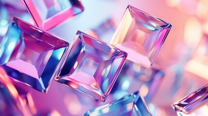 Poster - An abstract image of colorful, iridescent,  geometric shapes.