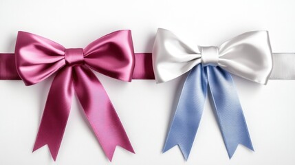 Poster - Two white bows tied together on a smooth surface