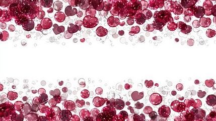 Wall Mural - Romantic Hearts and Bokeh Dots on White Background for Celebrations