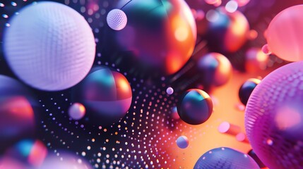 Poster - abstract 3d rendering of colorful spheres floating in space.