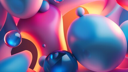 Poster - Abstract background of colorful, glowing, geometric shapes.