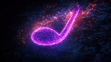 Wall Mural - A glowing violet musical note.