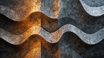 Sticker - Abstract wavy metallic texture wall background design