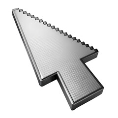 Fototapete - Metallic 3d cursor pointer icon digital technology design web grey dark on transparent background