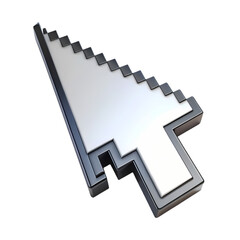 Fototapete - Stylish 3d render of a metallic cursor arrow icon design web grey tech on transparent background