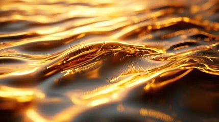 Wall Mural - Golden liquid surface with gentle waves and highlights.