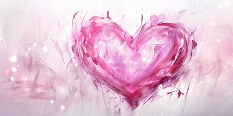 Wall Mural - A pink heart with a white background