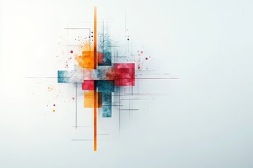 Poster - Abstract geometric artwork featuring vibrant colors and intricate design patterns on a light background