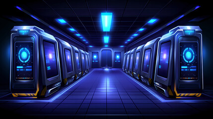 Poster - Futuristic technology hub sci-fi environment digital art high-tech setting wide angle innovation concepts