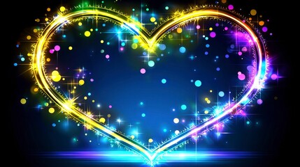 Canvas Print - Colorful Heart Shape with Sparks and Bokeh on Dark Background